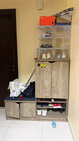 Danube Home Used Shoe Storage Bench with Cabinet and Shelves