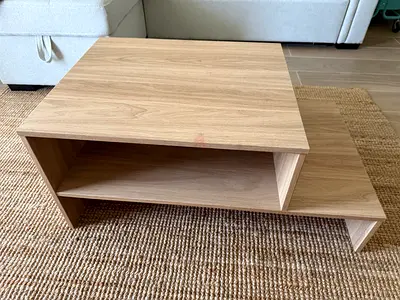 Light Oak Two-Tier Coffee Table - Compact Modern Design