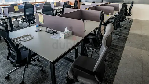 Used Office Workstations with Chairs and Desk Dividers - Set of 16