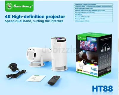 Smartbarry HT88 4K Projector with Remote  Accessories - Used, Good Condition