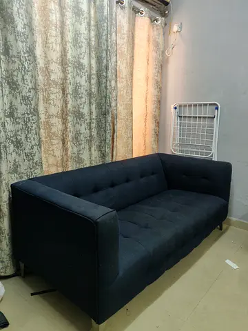 3-seater dark blue fabric sofa - good condition