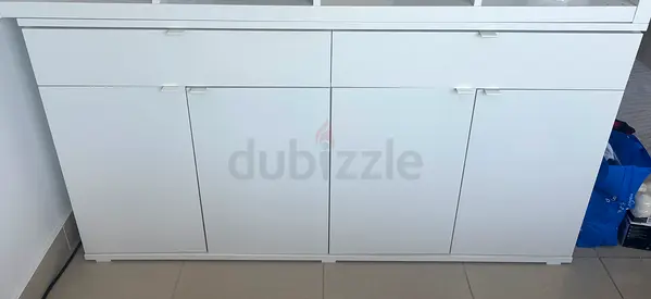 White Low Storage Cabinet / Sideboard - Good Condition - IKEA Vihals