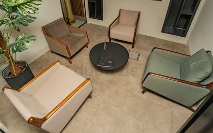 Set of 4 Mid-century Style Lounge Chairs with Wooden Arms