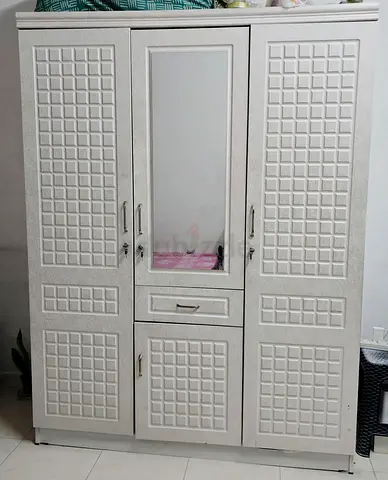 1. First hand White 3-Door Wardrobe with mirror-Good condition