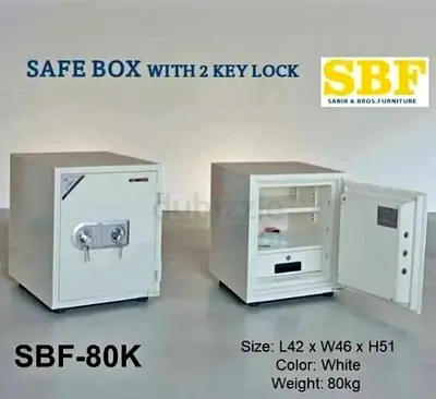SBF-80K Heavy Duty Safe Box - 80kg, Double Key Lock, White