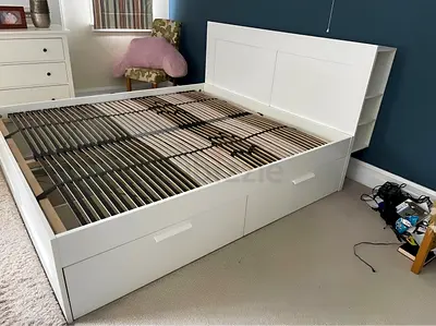 Ikea King Brimines bed frame with Ikea King mattress
