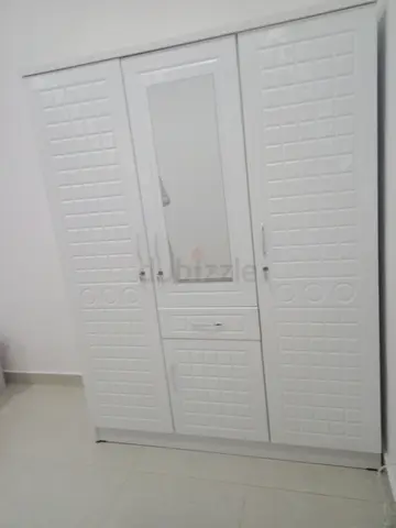 White 3-Door Wardrobe with Mirror - Good Condition