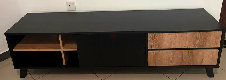 Black  Wood TV Entertainment Unit / Media Console / Stand - Good Condition