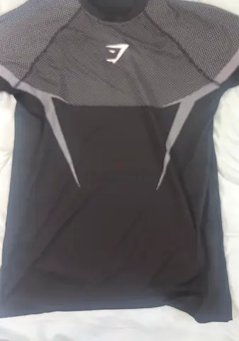 Gymshark Men’s Short Sleeve Compression/Training Top - Black/Grey, Medium