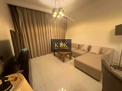 شقة مفروشة بغرفتي نوم | داماك غالية JVC | إطلالة على مجتمع الشرفة والمسبح