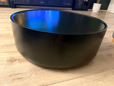 Modern Black Oval Coffee Table — Solid Low-Profile Design