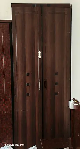 Dark Wood 2-Door Wardrobe — Good Condition