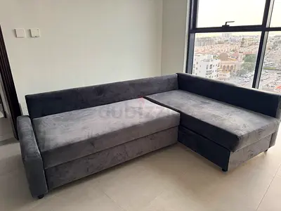 Grey L-shaped Corner Sofa Bed - Compact and Comfortable
