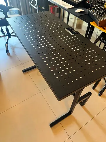 Black Metal Adjustable Studio/Work Table with Perforated Top