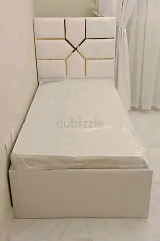 Brand New Single white upholstered bed with Mattress