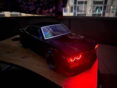 high-performance Upgraded Brushless, custom-upgraded RC car. Muscle car / road rally / drift.