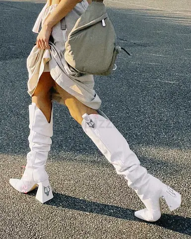 ORIGINAL Naked Wolfe White Knee-High Boots — Size 42, Good Condition