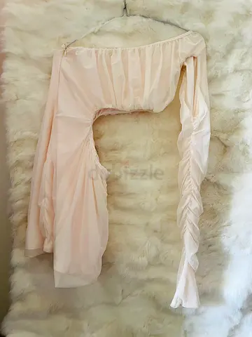oh Polly Light Pink Sheer One-Shoulder Womens Top, Size S
