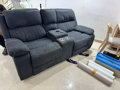 Grey 2-seater Recliner Sofa with Cupholders from Danube