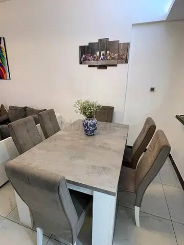 Dinning Table - Full Set - Gray  White