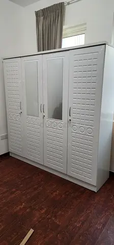 Brand New White 4-Door Wardrobe with Mirror
