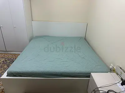 Solid IKEA King Size bed Bed with Grey Mattress