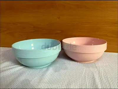 Set of 2 Plastic Serving Bowls — Light Blue  Pink