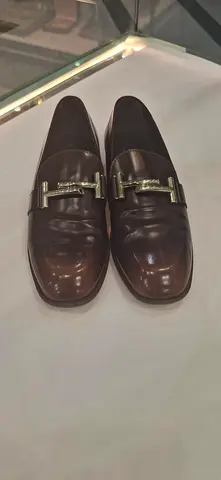 Mens Brown Leather Loafers with Metal Bit - Size Unknown