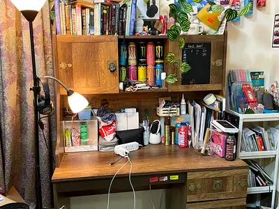 Used Wooden Desk with Shelving and Storage - Solid Look