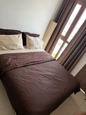 Queen size bed for sale with extremely comfortable barely used IKEA mattress