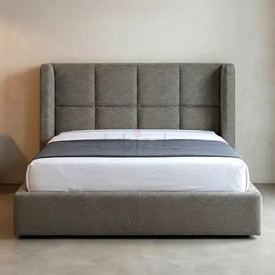 Box clean lines winged headboard king thick bed frame