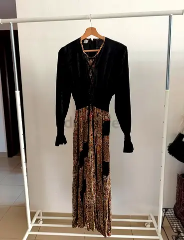 Vintage Boho Velvet Dress - Size S