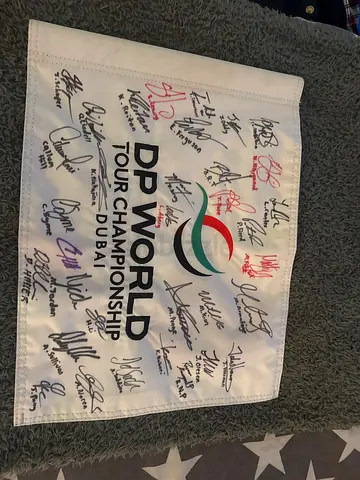 Signed DP World Tour Championship Dubai Flag (Golf flag) -negotiable