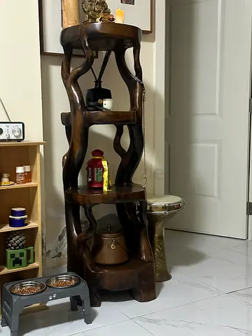 Handcrafted Solid Wood Display Shelf with Organic Twisted Design