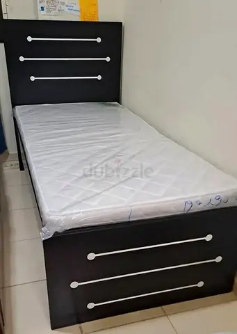 Brand New Single black bed frame with storage drawers and headboard (single mattress included)