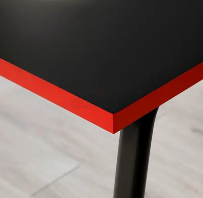 Modern black and red study table with metal legs gaming table
