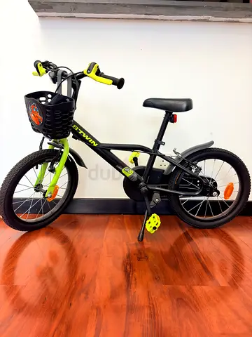 B’twin Dark Hero 500 Kids Bike 16-inch Bicycle with Basket