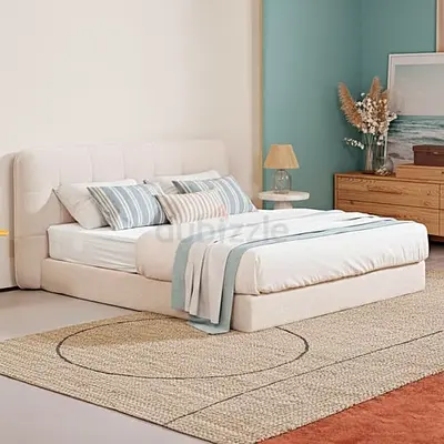 Box stitched thick headboard super king bed