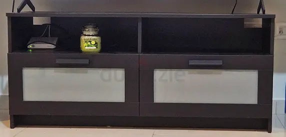 Dark Brown TV Stand / Entertainment Unit with Frosted Glass Drawers