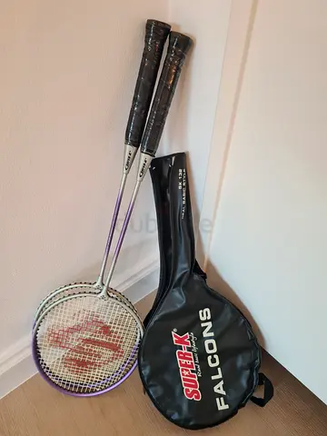 Two Falcon Super-K Badminton Rackets with Cover - Used once