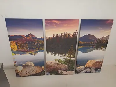 Three-panel Landscape Canvas Wall Art Set - Mountain Lake Triptych