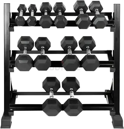 HEX DUMBBELL 2.5KG TO 15KG SET WITH DUMBBELL RACK