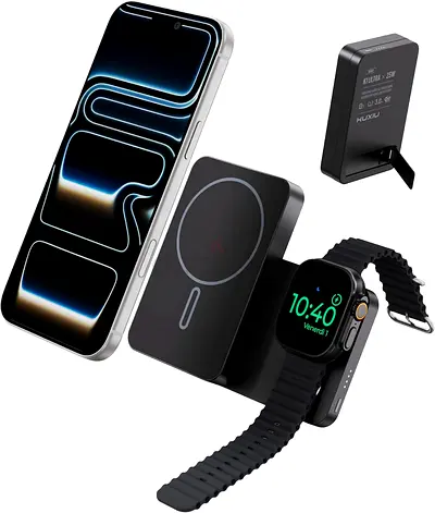 Qi2.2 25W 3-in-1 Wireless Charging Station, 10000mAh Magnetic Portable Charger Power Bank