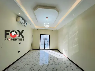 Villa for rent in Al Yasmeen Ajman, 5 master rooms, majlis, hall, prep kitchen, large roof, AED 110.000 negotiable, 4 payments, cheque deposit.