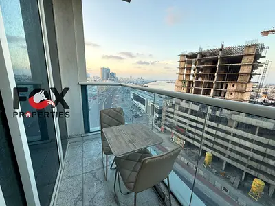 استوديو مفروش للايجار السنوي بموقع مميز ف الراشدية 1 بابراج الواحة باطلالة بحرية متميزة استوديو ببلكونة مميزة \ باركنج\جيم\مسبح مجاني