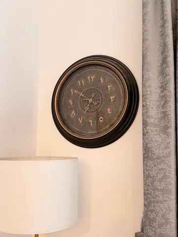 Antique-Style Wall Clock - Black/Brass Finish