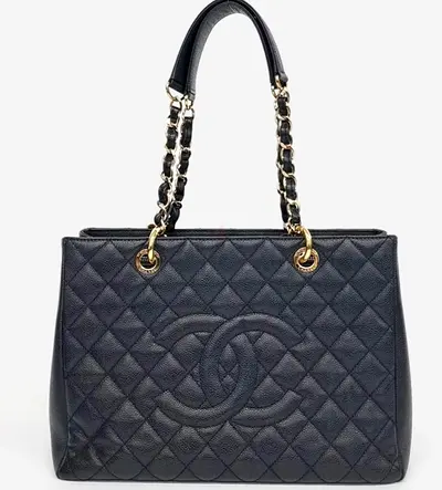 Chanel Black Leather Caviar Grand Shopping