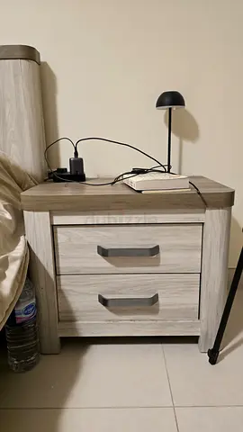 Light Wood Nightstand with Two Drawers - Good Condition