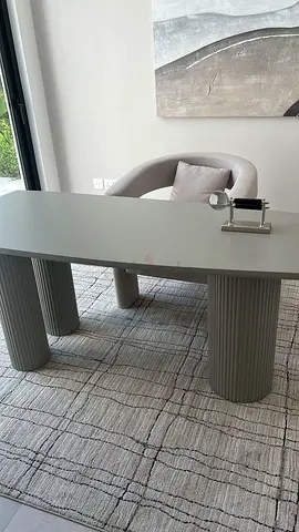 Modern grey/green ribbed desk with matching armchair