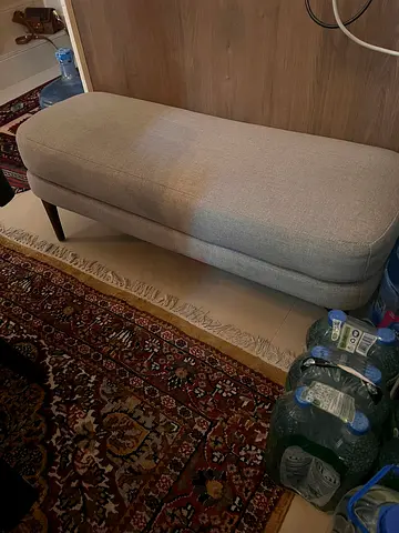 William Sonoma Light grey upholstered storage bench/ottoman - good condition